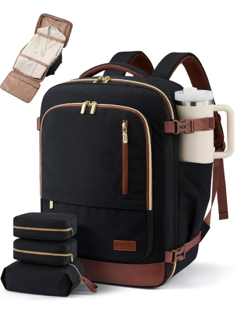 40L Travel Backpack with Garment Bag, Airline Approved Carry-On, Fits 17" Laptop